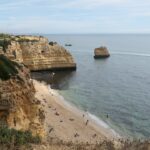 Hiker on Algarve trail with scenic coastal views in spring